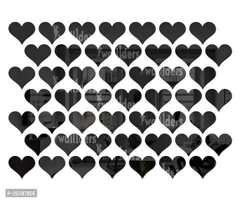 Designer 50 Heart Black Acrylic Mirror Wall Stickers-thumb0