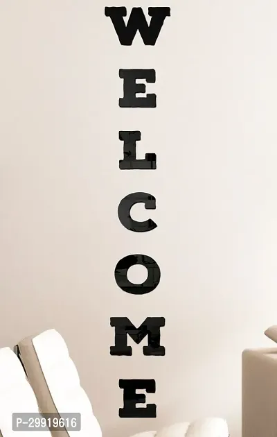 Designer Welcome Black Acrylic Mirror Wall Stickers-thumb3