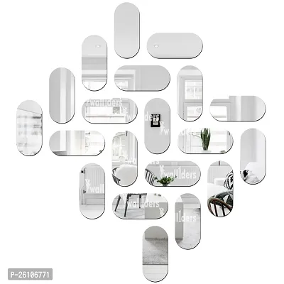 Designer Pill Shape 20 Silver Acrylic Mirror Wall Stickers
