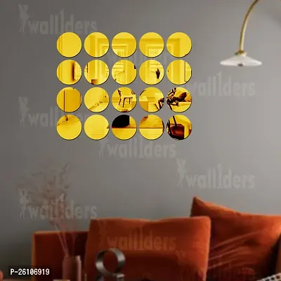 Designer Circle 20 Yellow Acrylic Mirror Wall Stickers-thumb3