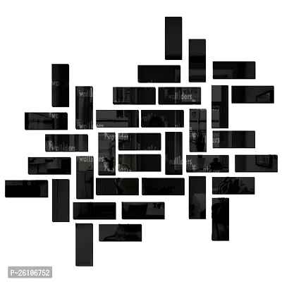 Designer Rectangle 35 Black Acrylic Mirror Wall Stickers-thumb0