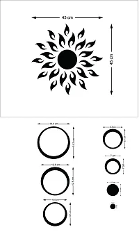 Designer Sun With 12 Rings Brown (Sun Size 45 Cm X 45 Cm) Acrylic Mirror Wall Decor Sticker-thumb1