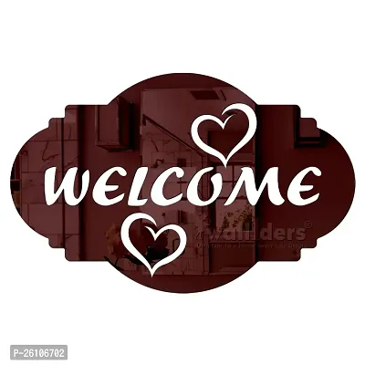 Designer Sign Welcome Brown Acrylic Mirror Wall Stickers