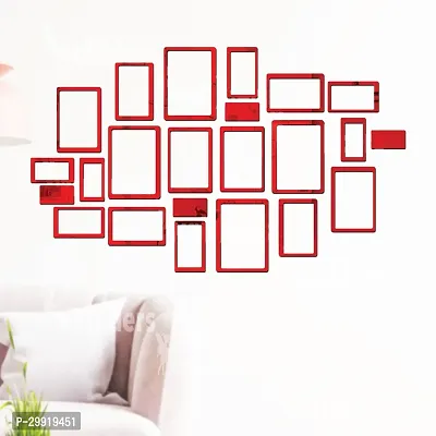 Designer Hollow Rectangle Red 24 Acrylic Mirror Wall Stickers-thumb0