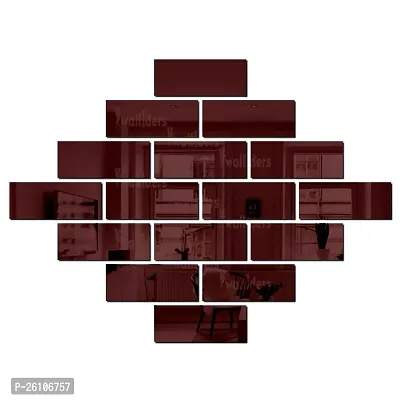 Designer Rectangle 16 Brown Acrylic Mirror Wall Stickers-thumb0