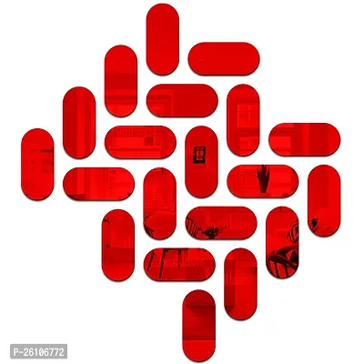 Designer Pill Shape 20 Red Acrylic Mirror Wall Stickers