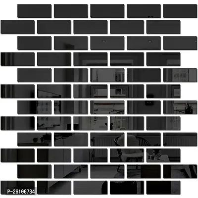 Designer Rectangle 60 Black Acrylic Mirror Wall Stickers