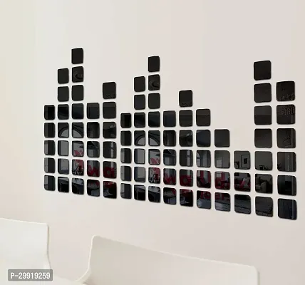 Designer Curve 100 Square Black (Each Piece Size 3 Cm) Acrylic Mirror Wall Decor Sticker-thumb0