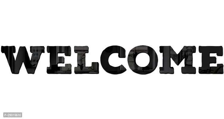 Designer Welcome Black Acrylic Mirror Wall Stickers