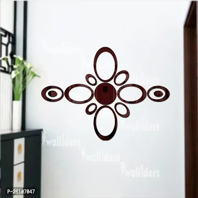 Designer 12 Oval Ring And Circle Brown Acrylic Mirror Wall Stickers-thumb0