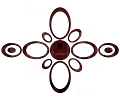 Designer 12 Oval Ring And Circle Brown Acrylic Mirror Wall Stickers-thumb2