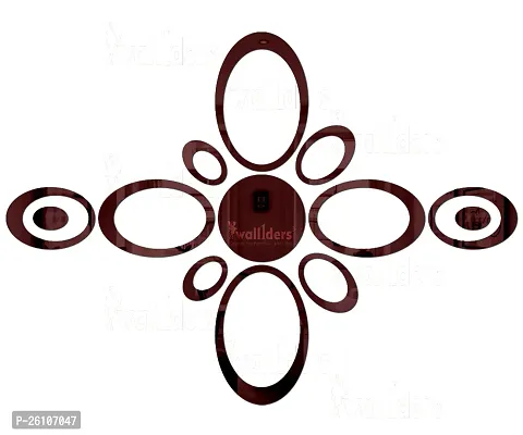 Designer 12 Oval Ring And Circle Brown Acrylic Mirror Wall Stickers-thumb3