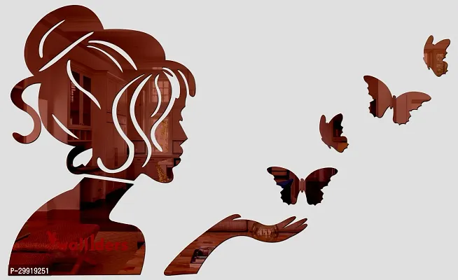 Designer Angel  Butterfly Brown (Size 35 Cm X 51 Cm) Acrylic Mirror Wall Decor Sticker-thumb0