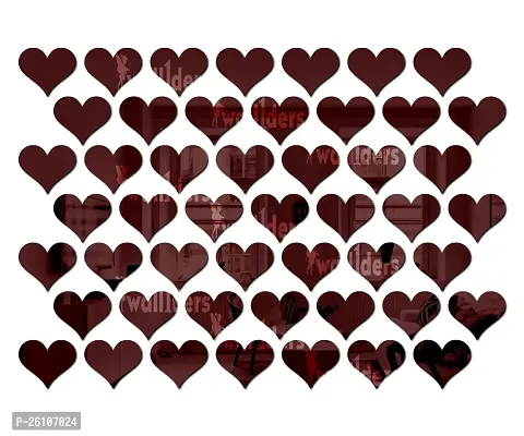 Designer 50 Heart Brown Acrylic Mirror Wall Stickers-thumb0