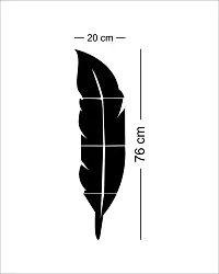 Designer Plume Feather Silver (Size 76 Cm X 20 Cm) Acrylic Mirror Wall Decor Sticker-thumb1