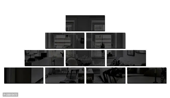 Designer Rectangle 10 Black Acrylic Mirror Wall Stickers