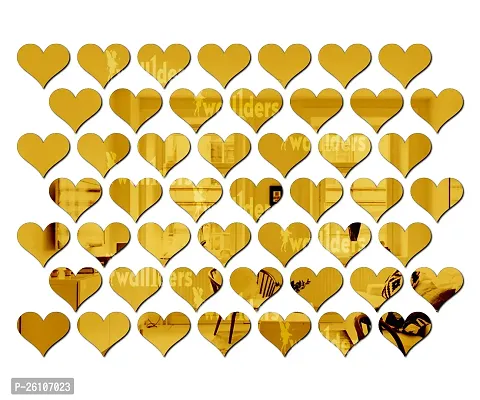 Designer 50 Heart Golden Acrylic Mirror Wall Stickers-thumb0