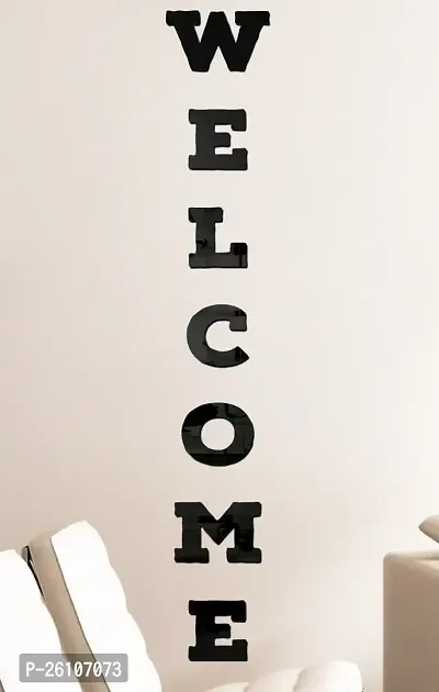 Designer Welcome Black Acrylic Mirror Wall Stickers-thumb3