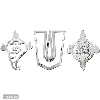 Designer Shanka Chakra Namah Silver Acrylic Mirror Wall Stickers-thumb0