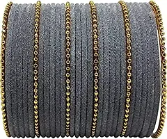 Mahakal glass bangle febric glass chain bangles set for women or girls (pack of 96) (2.8, Grey)-thumb1