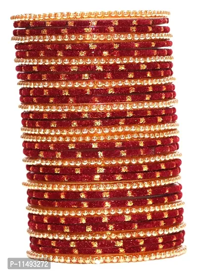 Mahakal Glass bangle set for women and girls (pack of 32) (2.4, Maroon)