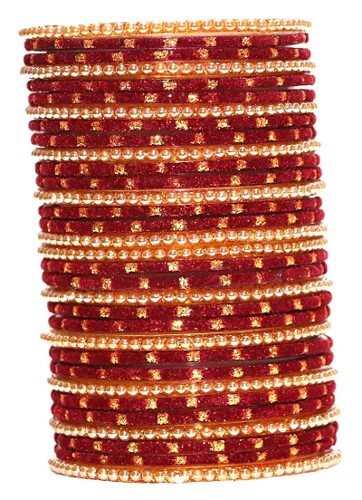 Mahakal Glass bangle set for women and girls (pack of 32) (2.4, Maroon)