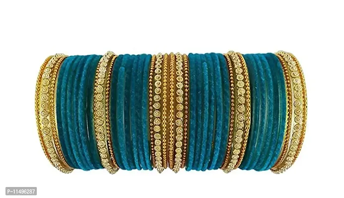 Glass bangle set for women and girls (pack of 42) (2.8, SKY-BLUE)