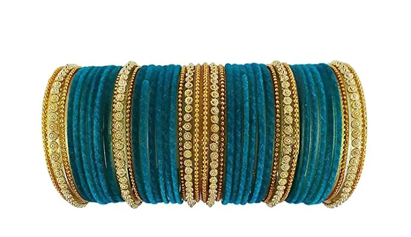 Mahakal glass bangles set twisted glass velvet bangle set for women & girls pack of 42) (2.4, Redium)