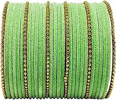 Mahakal glass bangle febric glass chain bangles set for women or girls (pack of 96) (2.8, Light-Green)-thumb2