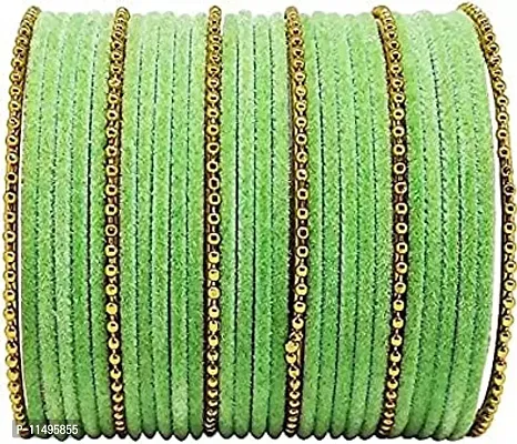 Mahakal glass bangle febric glass chain bangles set for women or girls (pack of 96) (2.8, Light-Green)-thumb3