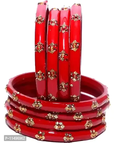 Mahakal glass kada set for women,girls (pack of 8) (2.2, Red)