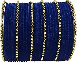 Mahakal glass bangle febric glass chain bangles set for women or girls (pack of 96) (2.4, Navy-blue)-thumb1