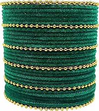 Mahakal glass bangle febric glass chain bangles set for women or girls (pack of 96) (2.6, Green)-thumb1