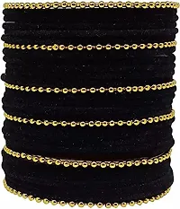 Mahakal glass bangle febric glass chain bangles set for women or girls (pack of 96) (2.2, Black)-thumb1