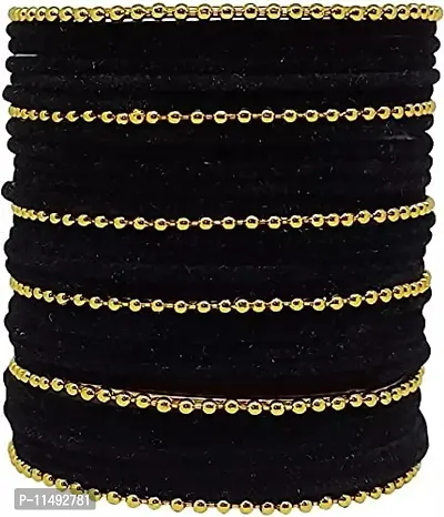 Mahakal glass bangle febric glass chain bangles set for women or girls (pack of 96) (2.2, Black)-thumb2