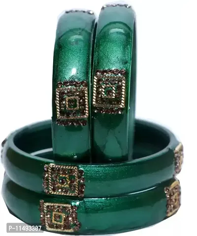 Mahakal glass kada set for women,girls (pack of 4) (2.4, Green)