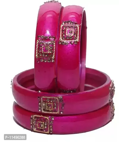 Mahakal glass kada set for women,girls (pack of 4) (2.4, Magenta)