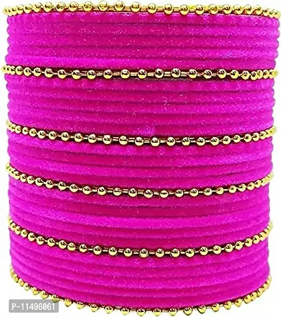 Mahakal glass bangle febric glass chain bangles set for women or girls (pack of 96) (2.6, Megenta)-thumb3