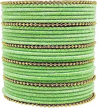 Mahakal glass bangle febric glass chain bangles set for women or girls (pack of 96) (2.8, Light-Green)-thumb1