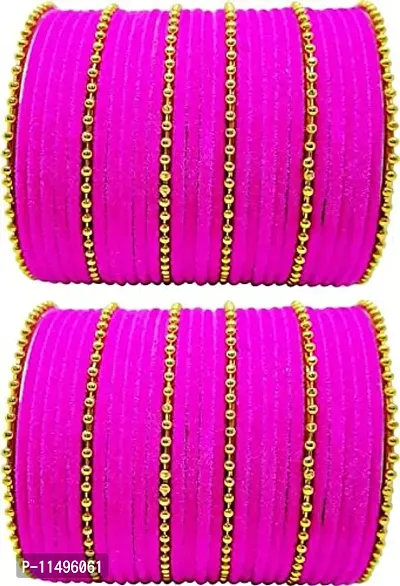 Mahakal glass bangle febric glass chain bangles set for women or girls (pack of 96) (2.6, Megenta)