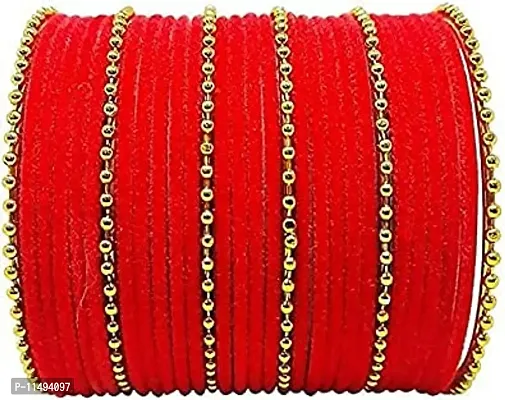 Mahakal glass bangle febric glass chain bangles set for women or girls (pack of 96) (2.2, Red)-thumb2