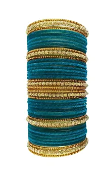 Mahakal glass bangles set twisted red glass velvet bangle set for women & girls pack of 42) (2.4, Redium)-thumb1