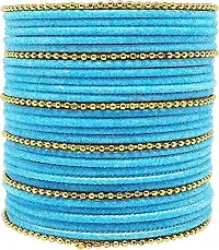 Mahakal glass bangle febric glass chain bangles set for women or girls (pack of 96) (2.2, Sky-blue)-thumb1