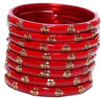 Mahakal glass kada set for women,girls (pack of 8) (2.2, Red)-thumb1