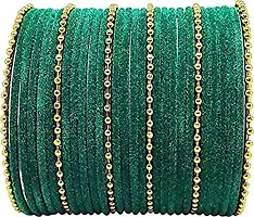 Mahakal glass bangle febric glass chain bangles set for women or girls (pack of 96) (2.6, Green)-thumb2