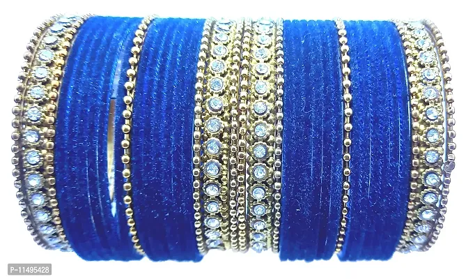 Mahakal glass and metal bangle set for women and girls (pack of 38) (2.4, BLUE)