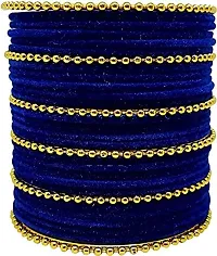 Mahakal glass bangle febric glass chain bangles set for women or girls (pack of 96) (2.4, Navy-blue)-thumb2