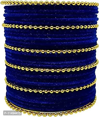 Mahakal glass bangle febric glass chain bangles set for women or girls (pack of 96) (2.4, Navy-blue)-thumb3