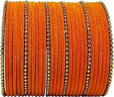 Mahakal glass bangle febric glass chain bangles set for women or girls (pack of 96) (2.2, Orange)-thumb1