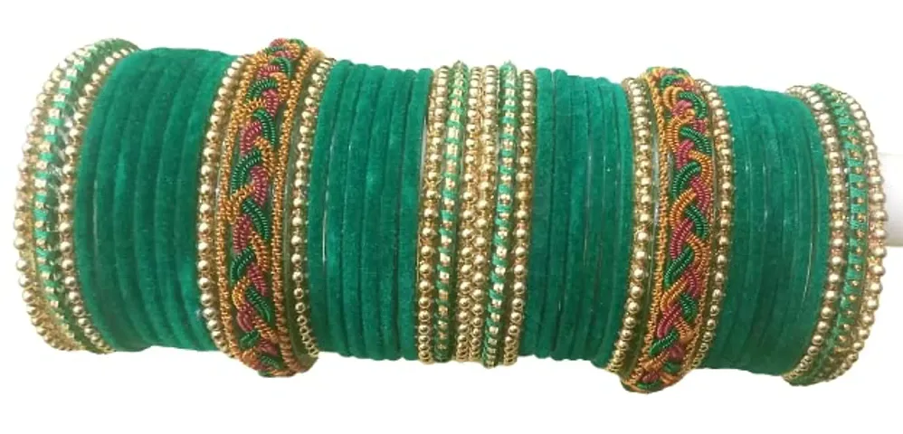 Mahakal glass bangle set spring kada or fabric glass bangle set for women & girls (42)